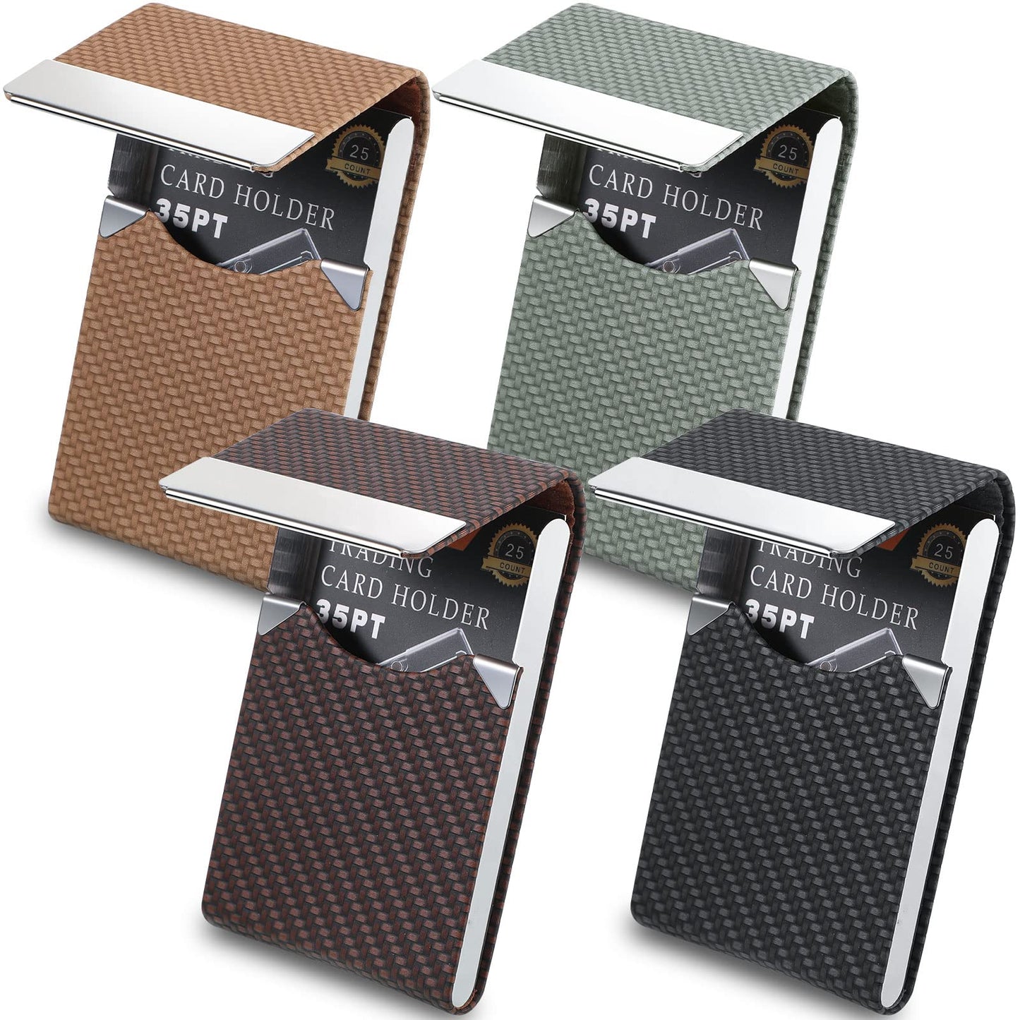 Eaasty 4 Pcs PU Leather Business Card Holder Case with Magnetic Clasp Pocket RFID Blocking Metal Business Card Holder Wallet Organizer(Multicolor,Classic Style)