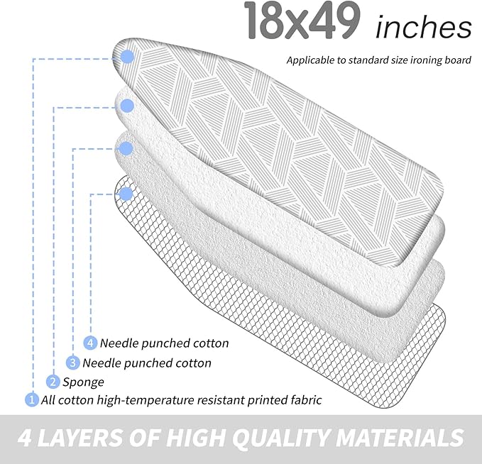 BNDX Eco-Friendly Ironing Board Cover and Pad 18" x 49" – Heat-Resistant