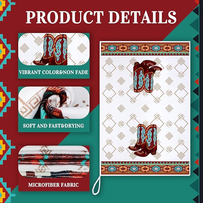 Boyiee Set of 6 Southwestern Kitchen Towels Boho Aztec Theme Dishtowel Native