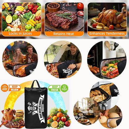 Upgraded BBQ Blanket for Resting Meat - Air Fryer Kitchen Camping Baking Party Essential -Smoker Accessories Brisket Blanket - Insulated Meat Resting Bag with Wide Mouth for Steak/ Pork Shoulder/ Turkey - Birthday Anniversary BBQ Accessories Grilling Gift