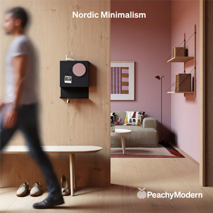 PeachyModern Key Holder Wall Mount and Mail Organizer - Hide Your Mail with a Modern and Minimal Look (Black)