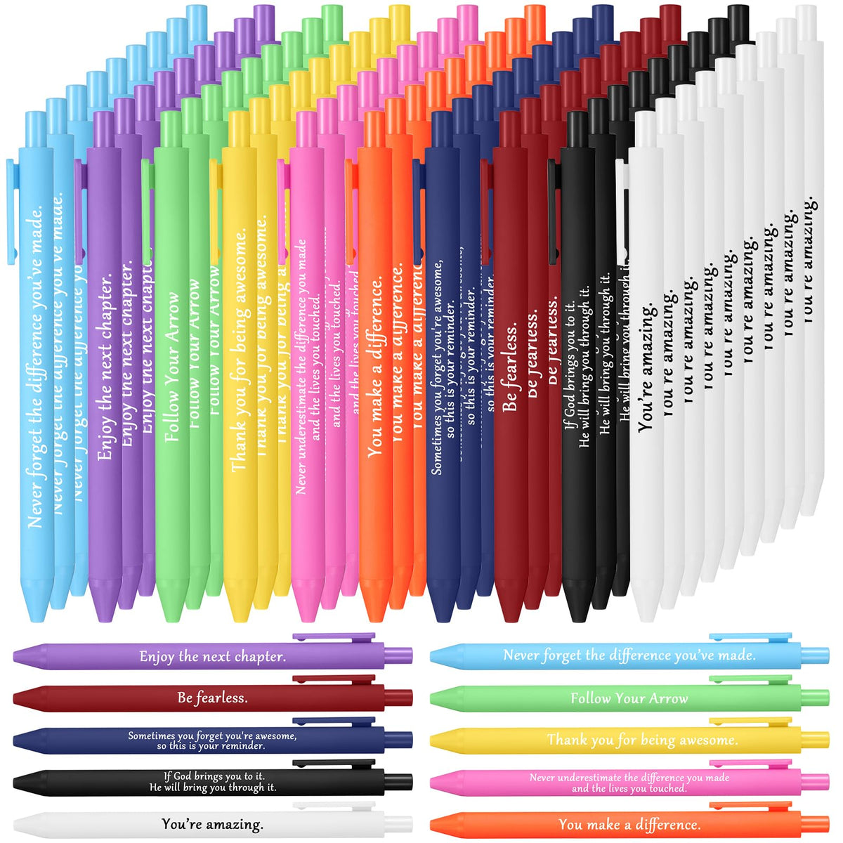 Teling 100 Pcs Inspirational Pens in Bulk Motivational Ballpoint Pens Bulk with Funny Sayings Quotes Positive Thank You Gifts for Adults Employees Coworkers Team Staff(Classic Colors,Classic Style)