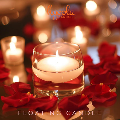 HYOOLA Premium White Floating Candles 1.75 Inch - 3 Hour - 20 Pack - European Made
