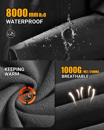 Outdoor Ventures Softshell Jacket Ladies Rain Jacket Functional Lightweight Rain Coat Windbreaker Waterproof Hiking Jacket Breathable Outdoor Jacket with Hood for Spring Fall Winter Black L