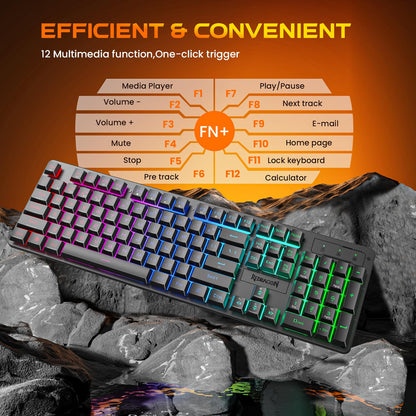 Redragon K521KS Wireless Gaming Keyboard, Tri-Mode BT/2.4G/USB-C RGB Mechanical Feeling Keyboard with Multimedia Keys, 4000mAh Battery, Anti-Ghosting, Compatible with PC - Upgrade
