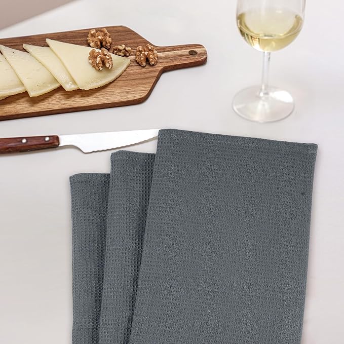 QUILTINA Dish Towels Set, 100% Cotton Waffle Weave Kitchen Towels 6 Pack