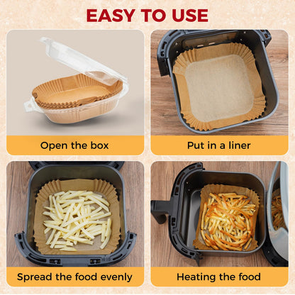 Air Fryer Disposable Paper Liners - 150Pcs 8In Square Parchment Paper Non-Stick Airfryer Basket Liners for Steamer Microwave Oven, Deep Fryer Parts & Accessories