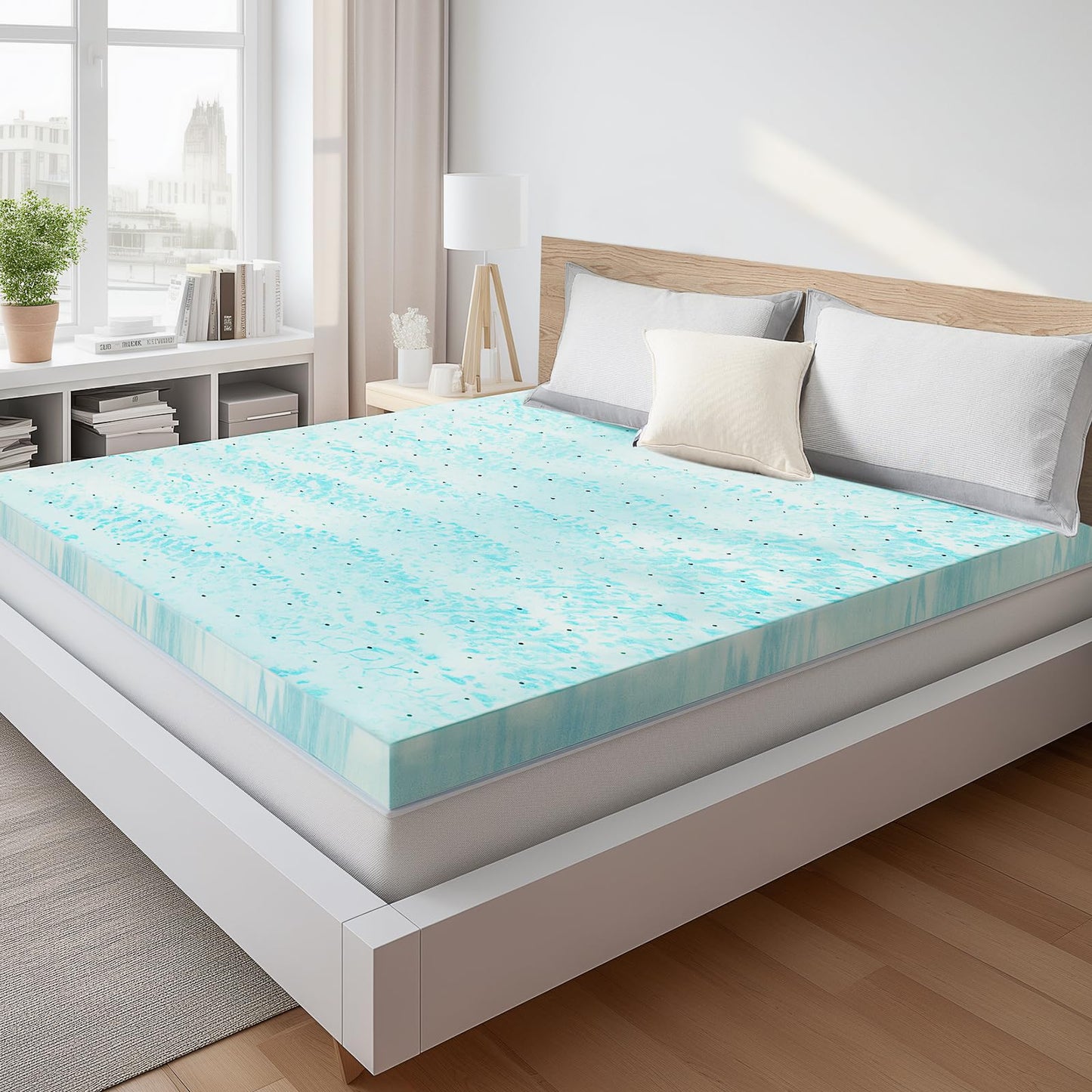 Sweetcrispy Mattress Topper King, 3 Inch Thick Memory Foam Gel Infused Cooling Pad for Pressure Relieve for King Size Bed, Sleeper Sofa, RV, Camper, CertiPUR US Certified, Ventilated and Breathable