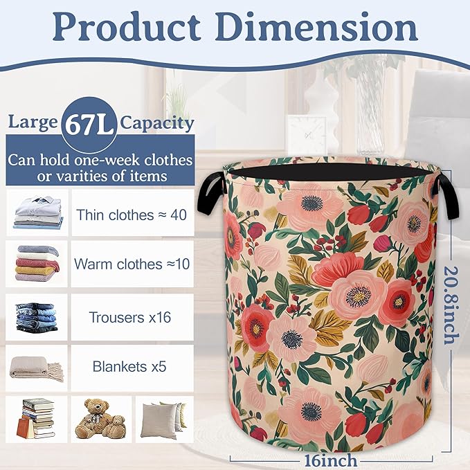 Vintage Flowers Laundry Hamper
