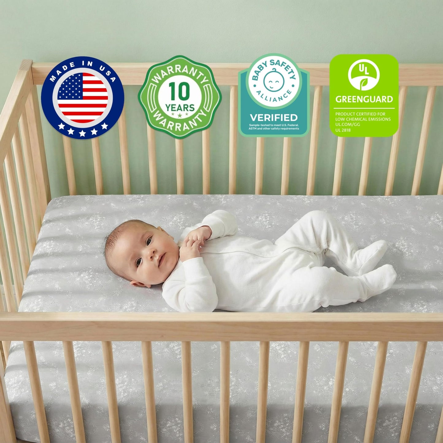 Dream On Me Snooze 2-in-1 Crib Mattress, Dual-Sided for Infants & Toddlers, Waterproof Cover, GREENGUARD Gold Certified, Fits Full Size Crib & Toddler Bed, 52” x 28” x 5”