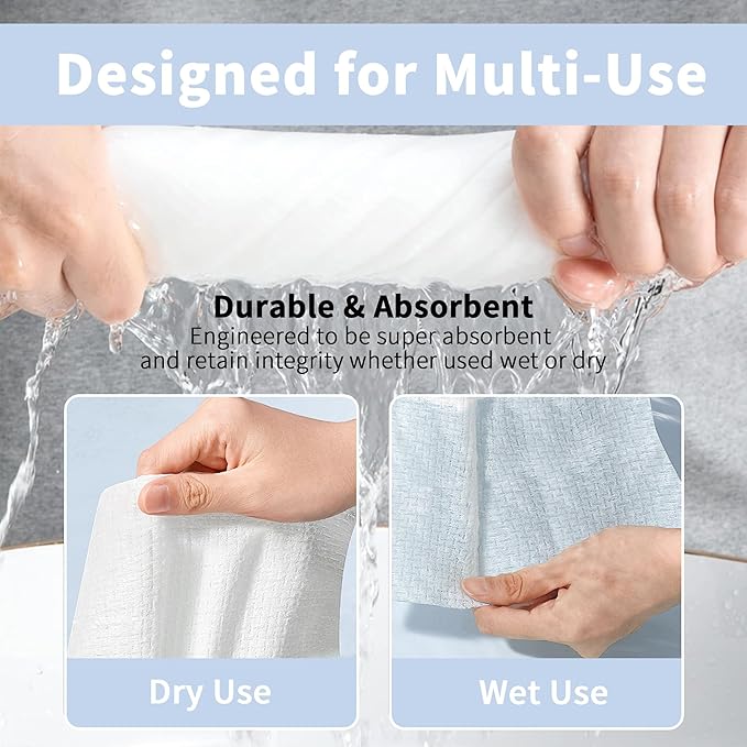 Disposable Face Towels, Ultra Soft Biodegradable Dry Wipes, Makeup Remover