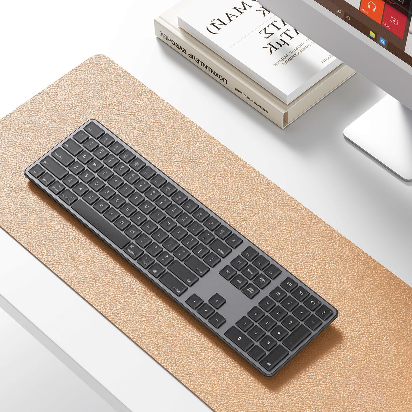 OMOTON Bluetooth Keyboard Compatible with Mac, with Numeric Keypad, Rechargeable Wireless Keyboard Compatible with MacBook Pro/Air, iMac, Mac mini/Pro Laptop and PC (Silver)