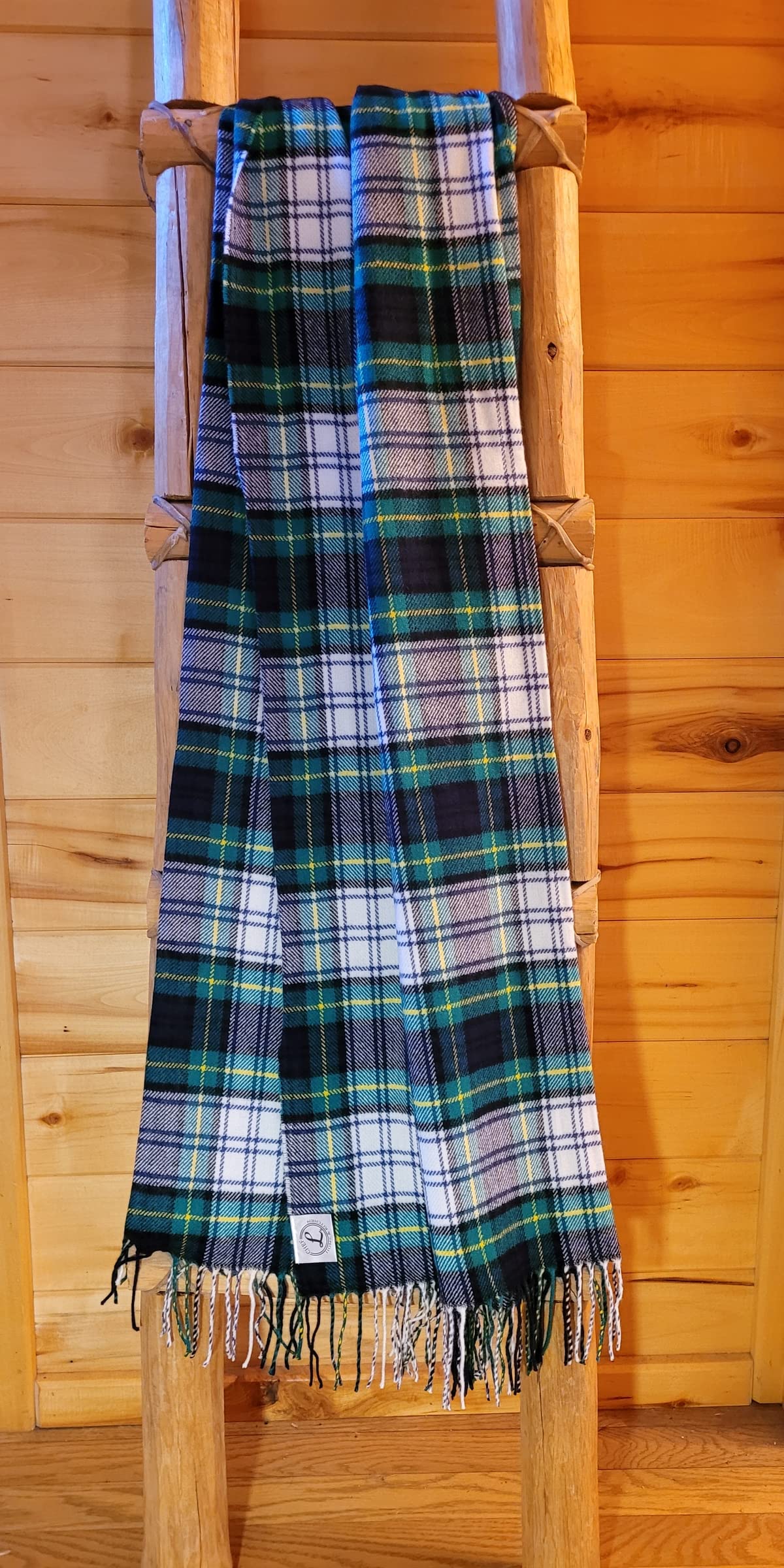 CHEF L HOME & KITCHEN Throw Blanket Green Plaid with Tassels/Fringe- 60" x 50"
