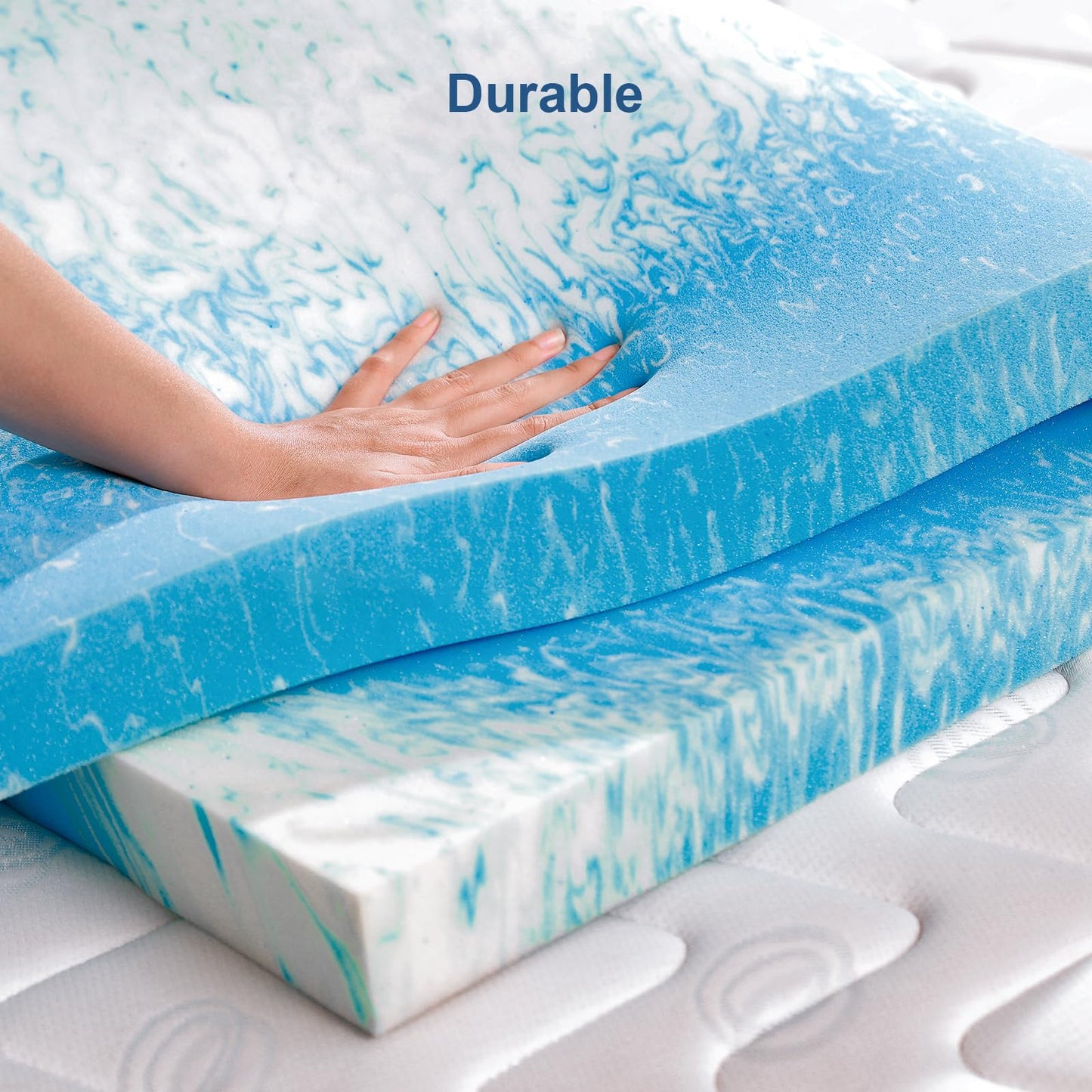 Bynex 2 Inch Gel Memory Foam Mattress Topper, Queen Size Cooling Bed Topper for Back Pain & Pressure Relief