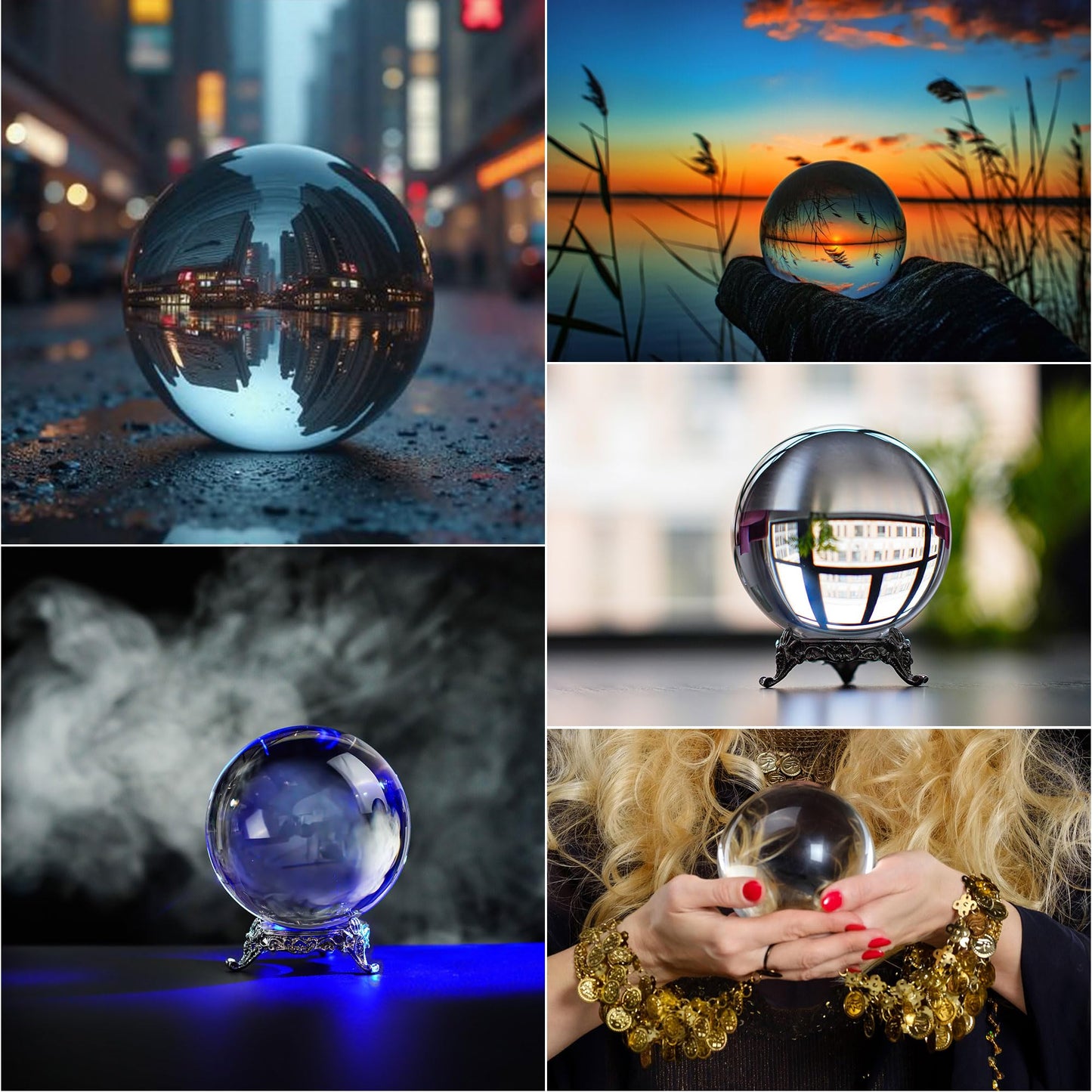 QFkris 80mm Clear Crystal Ball with Stand for Fortune Teller Divination Crystal Sphere for Magic, 3.1inch Decorative Ball for Lensball Photography, Feng Shui