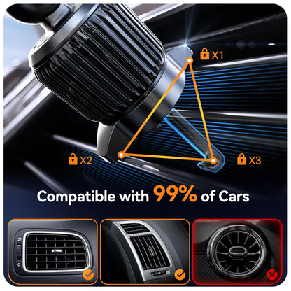 Auckly Qi 15W Car Phone Holder Wireless Charger, [270 ° Automatic Clamping], Wireless Car Charger Mount, Air Vent, for iPhone 11 12 13 14 15 16 Series & Samsung, Electromagnetic Induction, Black
