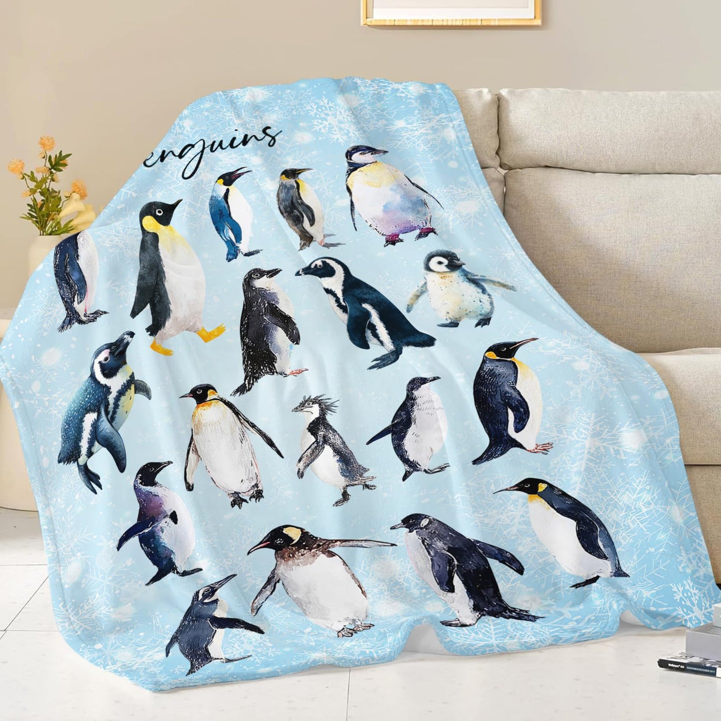 Baegopa Penguin Blanket Gifts for Girls Boys Penguins Throw Blankets Cozy Plush Fleece Flannel Fuzzy for Women Men Decor 50"X40"