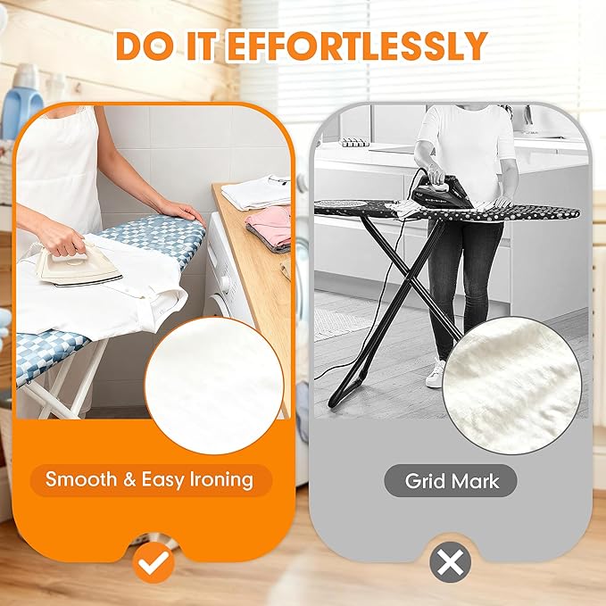 Ironing Board Cover and Pad, 15x54 Standard Size Thick Iron Padding, Scorch &
