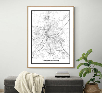 Susie Arts 11X14 Unframed Harrisonburg Virginia Wall Art Map Metropolitan City Road View Abstract Street Print Poster Decor Home Office sdm134