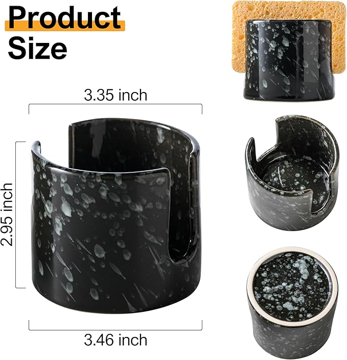 Sponge Holder for Kitchen, Ceramic Sink Caddy Scrub Sponge Rack Dish Rack