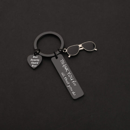 TIIMG Security Guard Gift Keychain - Thank You For All That You Do (Black)