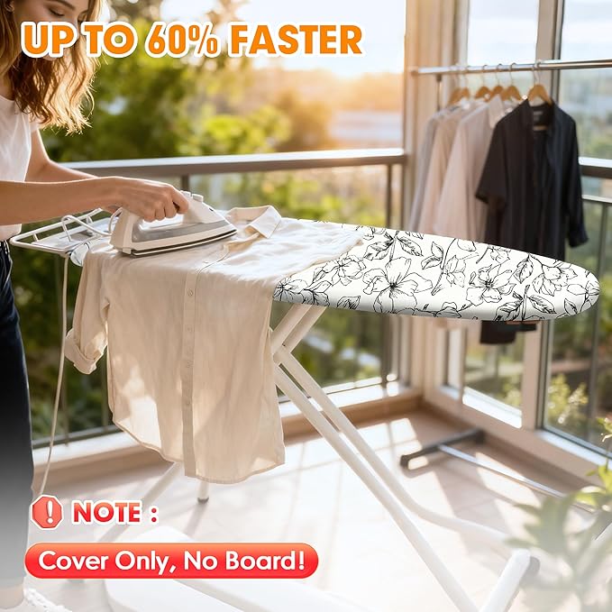 Ironing Board Cover and Pad, 21x54 Extra Large Thick Iron Padding, Scorch &