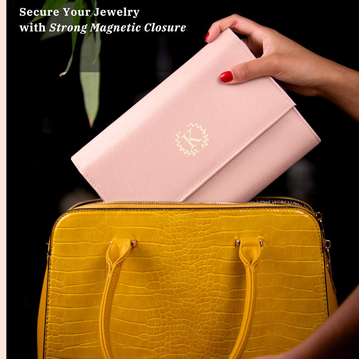 COSMIYA Personalized Initial Travel Jewelry Case - Monogram Custom Gifts For Women, Bridesmaid Gifts, Travel Jewelry Organizer, Customized Travel Jewelry Box, Birthday Gifts For Mom