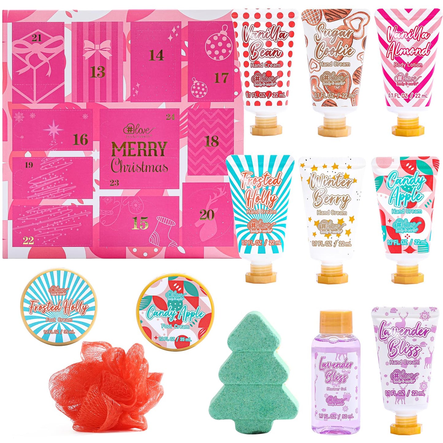Advent Calendar 2025 Christmas Holiday Gifts for Women 12 Days Beauty Countdown Calendar 2025 Xmas Gifts Set 12pcs Spa Hand Cream Gifts Sets for Women with Hand Lotion Body Lotion Bath Sets Pamper Kit