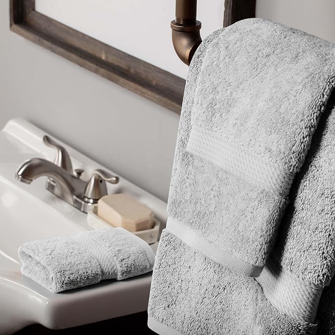 SUPERIOR Solid Egyptian Cotton Towel Set, Hand Towel 20” x 30”, Bath Towel 30”