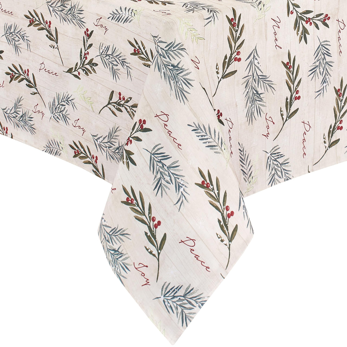 Elrene Home Fashions Holiday Tree Trimmings Wrinkle Resistant Fabric Tablecloth, Christmas, 60"X84", Oblong