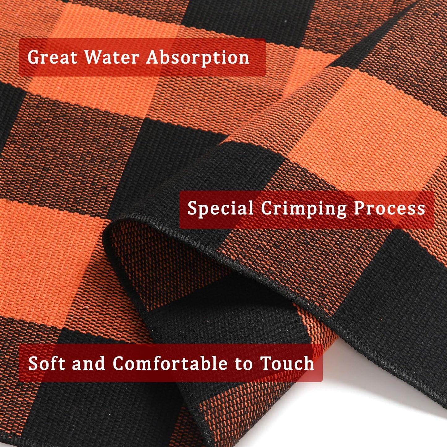 WAYYE Buffalo Plaid Outdoor Rug Checkered Area Rug Washable Doormats Indoor Outdoor Rugs for Layered Front Door Mats, Porch, Entryway, Kitchen, Farmhouse (Orange and Black Plaid, 2'3'' x 3'7'')