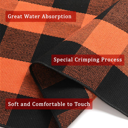WAYYE Buffalo Plaid Outdoor Rug Checkered Area Rug Washable Doormats Indoor Outdoor Rugs for Layered Front Door Mats, Porch, Entryway, Kitchen, Farmhouse (Orange and Black Plaid, 2'3'' x 3'7'')