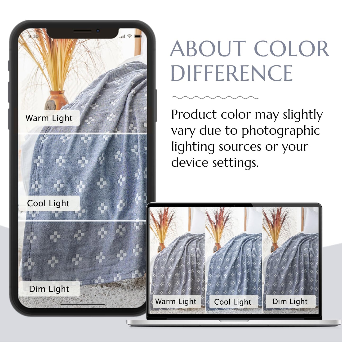 jinchan Boho 100% Cotton Blanket Muslin Twin Size 60x80 Inches Lightweight 3-Layer Geometric Cross Pattern Reversible Quilt Coverlet Throw Soft Breathable Comfy All Seasons for Couch Bed Decor, Blue