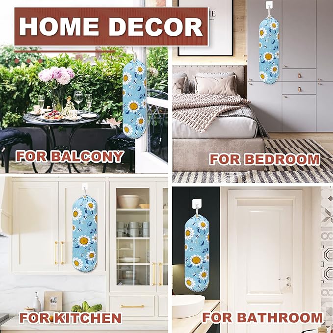 Plastic Bag Holder, Wall Mount Plastic Bag Organizer, Washable Large Grocery