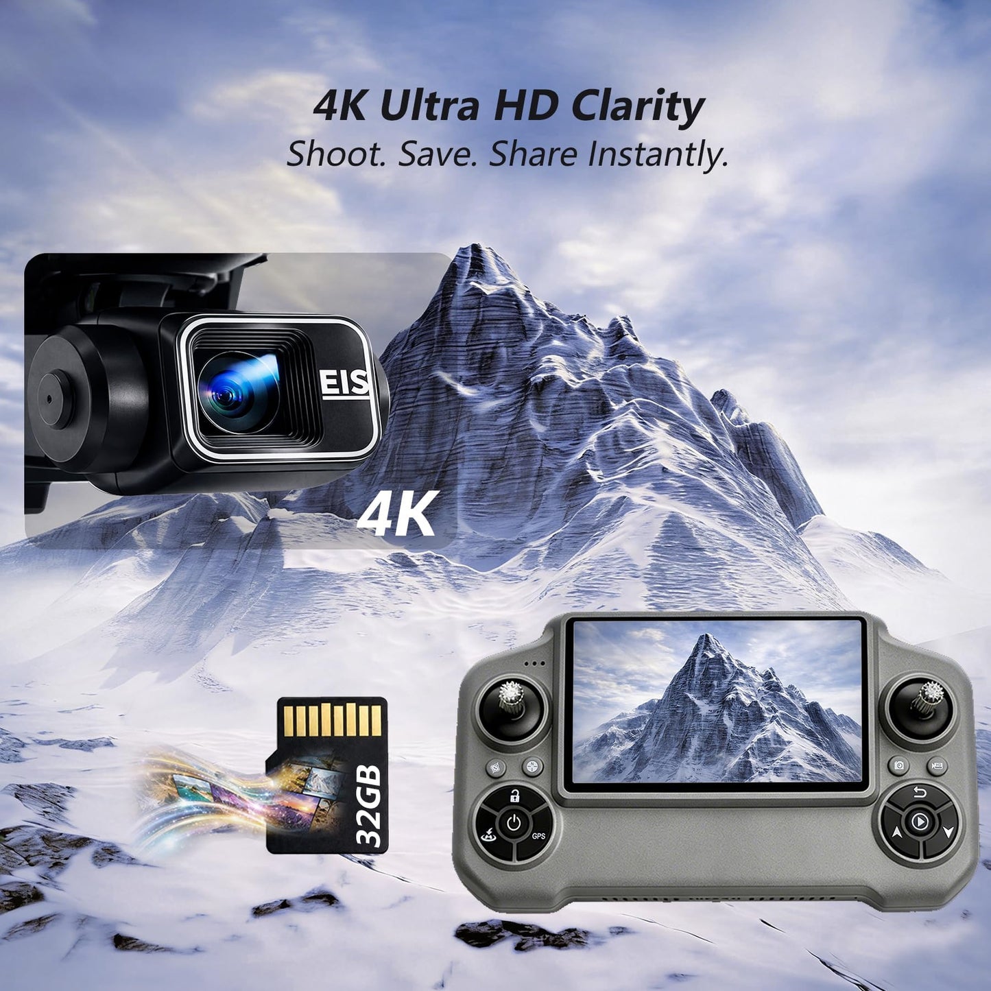 YIKKEON GPS Drone with 4K Camera, 3-Axis Gimbal, Under 249g
