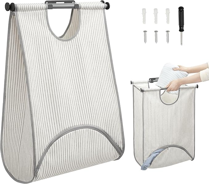 STORAGE MANIAC Wall Mount Laundry Hamper, Hanging Laundry Bag