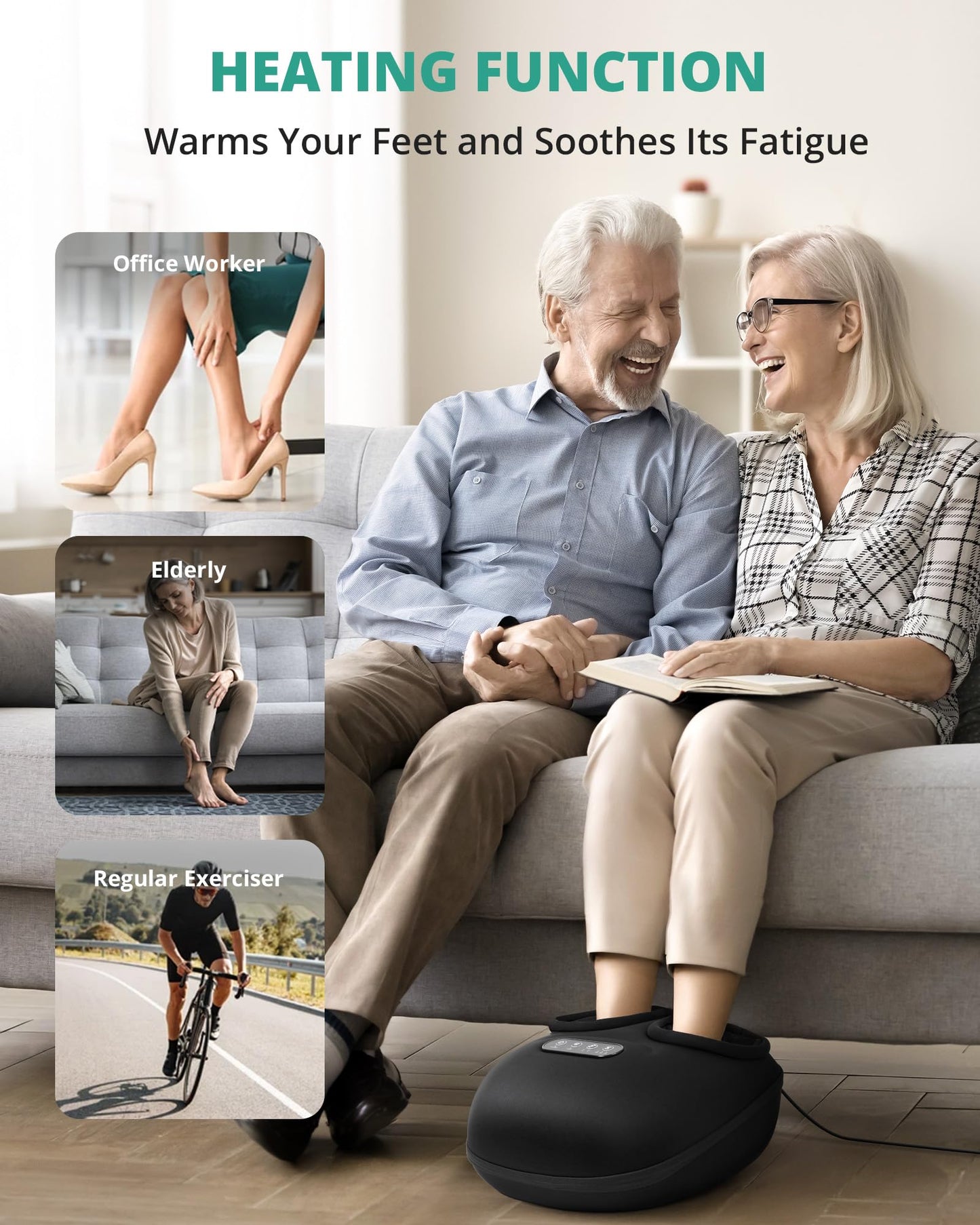 Medcursor Foot Massager Machine with Heat, Rolling, Deep Kneading, Shiatsu Foot Massager for Delivers Pain Relief, Tired, Plantar Fasciitis, Gift for Women Mom Men Fits Up to 13"