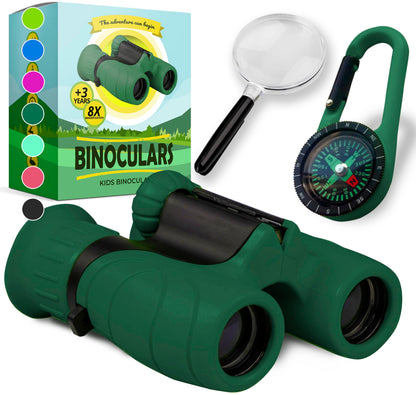 Binoculars for Kids – Perfect Toy for Little Boys and Girls – Extensive Set Incl. Magnifying Glass & Compass – Powerful Magnification 8X21 – 3 to 12 Year Old Kids for Toddler