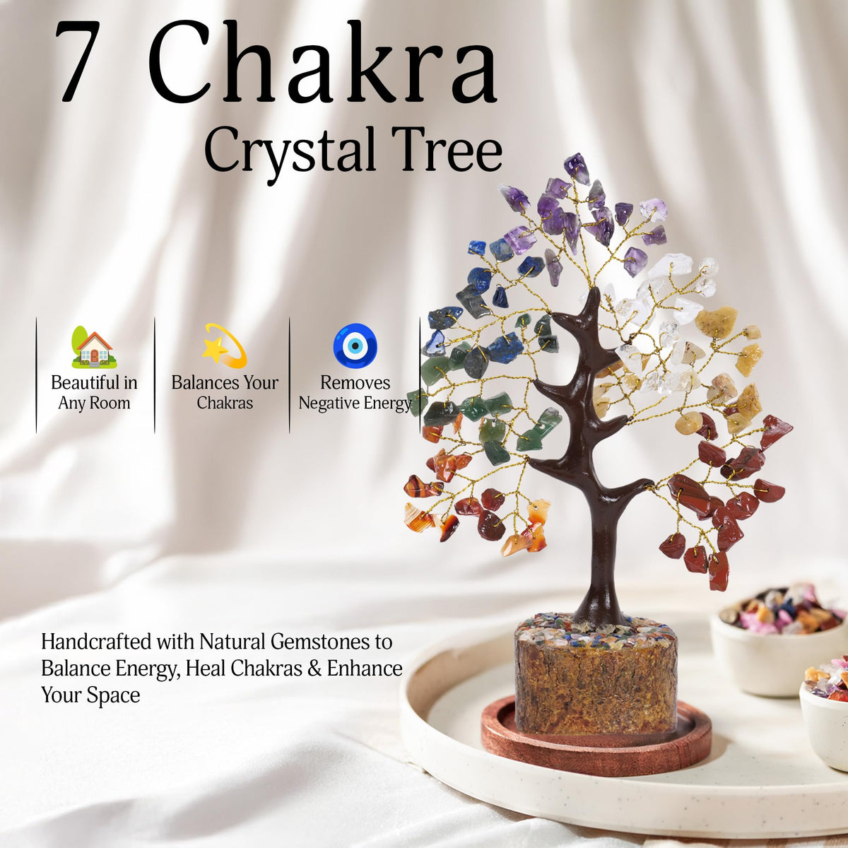 Seven Chakra Tree Of Life Crystal Tree, Crystals And Healing Stones, Birthday Gifts For Women, Healing Crystals And Stones Feng Shui Decor, Crystal Decor For Home Office, House Warming Gifts New Home