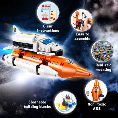 ZZXYPX 12-in-1 Space Rocket Building Blocks Kit - STEM Educational Toy Ages 6-12, 566 Pieces Creative Assembly Set for Kids