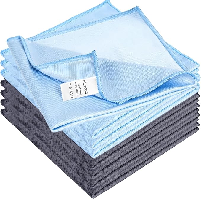 KLNYOO Microfiber Glass Cleaning Cloths Lint Free Streak Free Quickly and