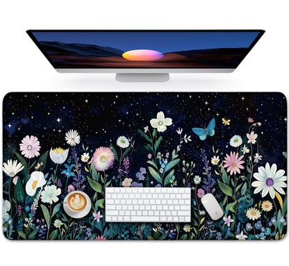 Large Mouse Pad for Desktop, Cute Desk Mat Pad Protector for Work & Gaming, Aesthetic Pretty Anti-Slip Laptop Blotter Cover for Office School Home Supplies, Celestial, 31.5" x 11.8"