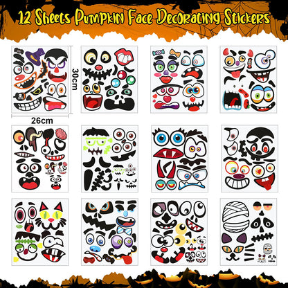 Outus 178 Pcs Halloween Pumpkin Stickers Craft Decorating Kit, 16 Foam Pumpkins 12 Decorating Stickers and 150 Glitter Maple Leaf for DIY Crafts Fall Thanksgiving Party Decorations