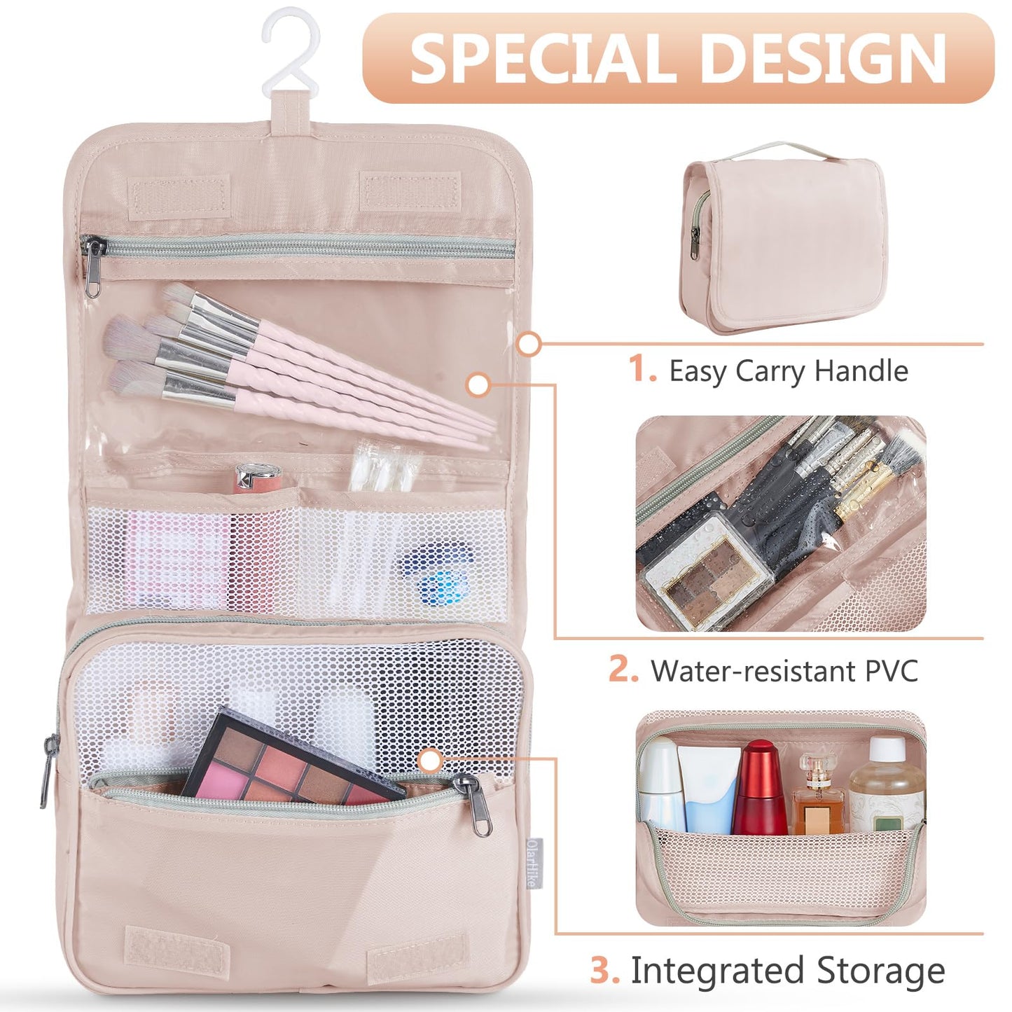 10 Set/8 Set Packing Cubes for Travel, Gifts for Women Mom,Anti-Tearing Suitcase Organizer for Luggage with Shoe & Hanging Toiletry Bag,OlarHike Vacation Essentials & Accessories for Cruise Ship,Cream