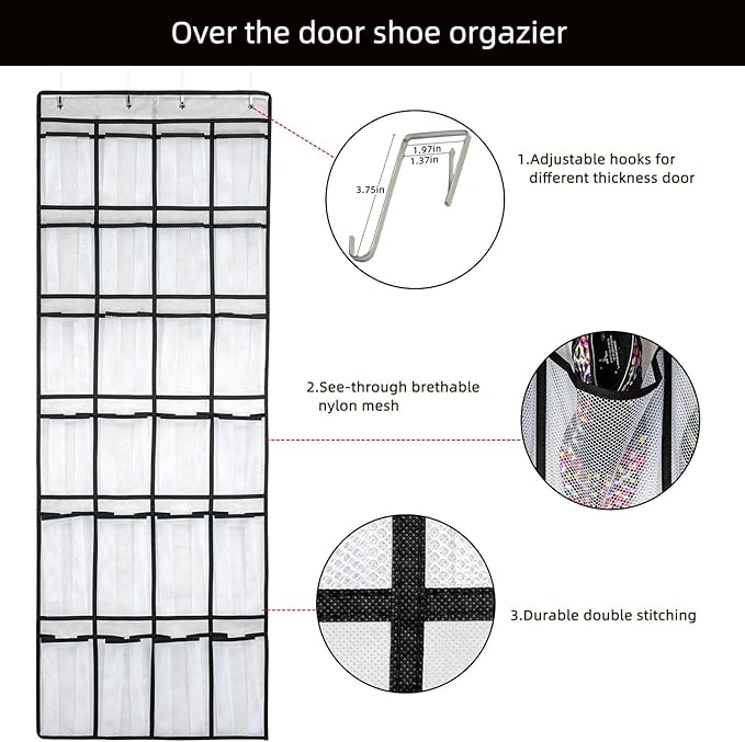 Hanging Shoe Organizer, Over The Door Shoe Organizer