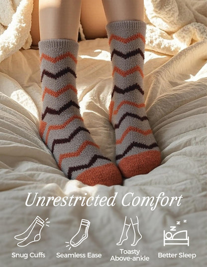 TEHOOK 5 Pairs Warm Soft Cozy Fluffy Fuzzy Socks for Fall Halloween Christmas Gifts