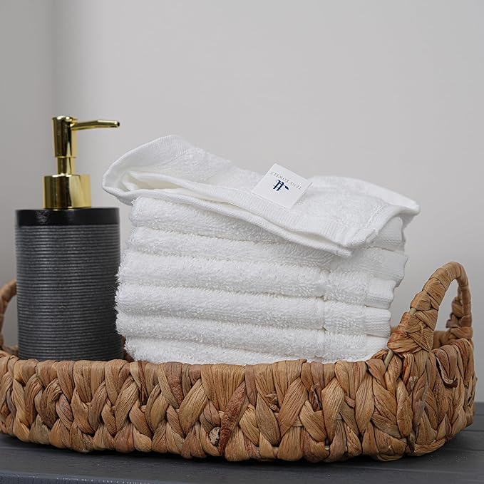 Tens Towels Pack of 12 Washcloths, 12 x 12 Inches, Lighter Weight, Quick to Dry
