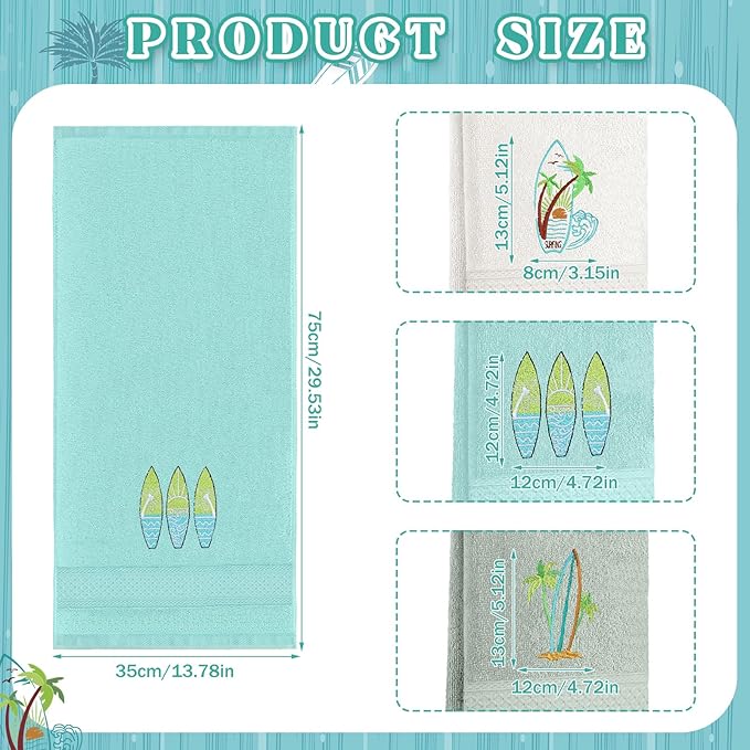 3 Pack Summer Surfboard Hand Towels