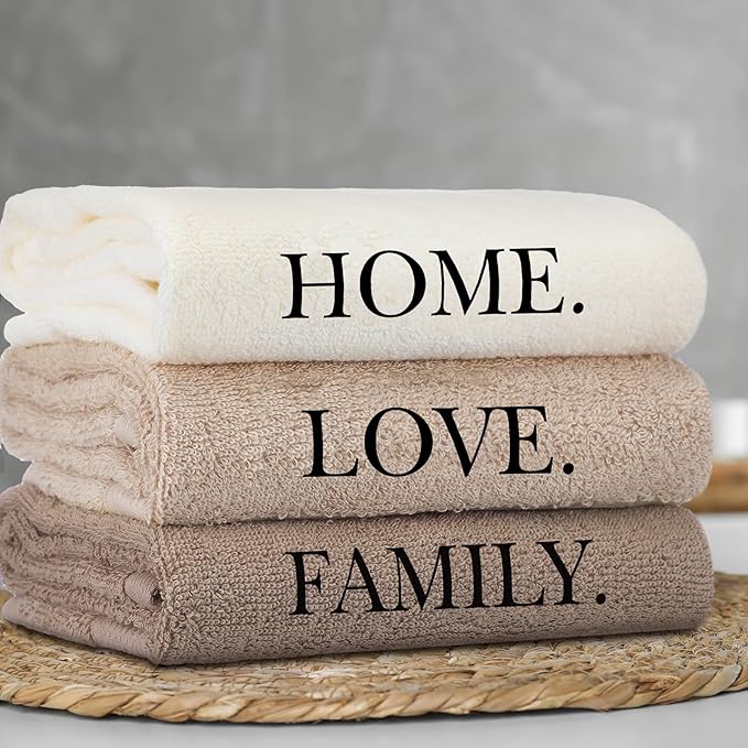 3 Pcs Home Love Family Hand Towels Farmhouse Decorative Embroidered Bathroom