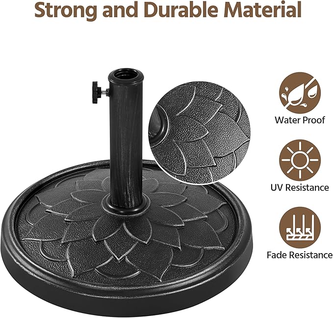 Yaheetech 18'' Umbrella Base 26.5lbs Heavy Duty Patio Umbrella Stand, Round Umbrella Base Stand, Resin Umbrella Holder for Outdoor, Garden, Yard, Black